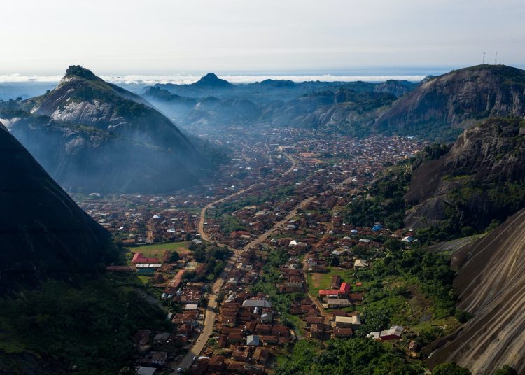 Aerial shot of the beautiful Idanre Town in Ondo State captured in Nigeria