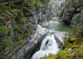 Maligne Falls through the narrow Maligne Canyon