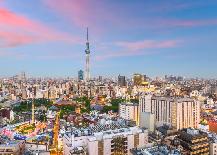 Tokyo, Japan city skyline over Asakusa