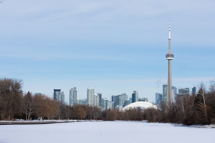 Winter on Toronto Islands CN tower